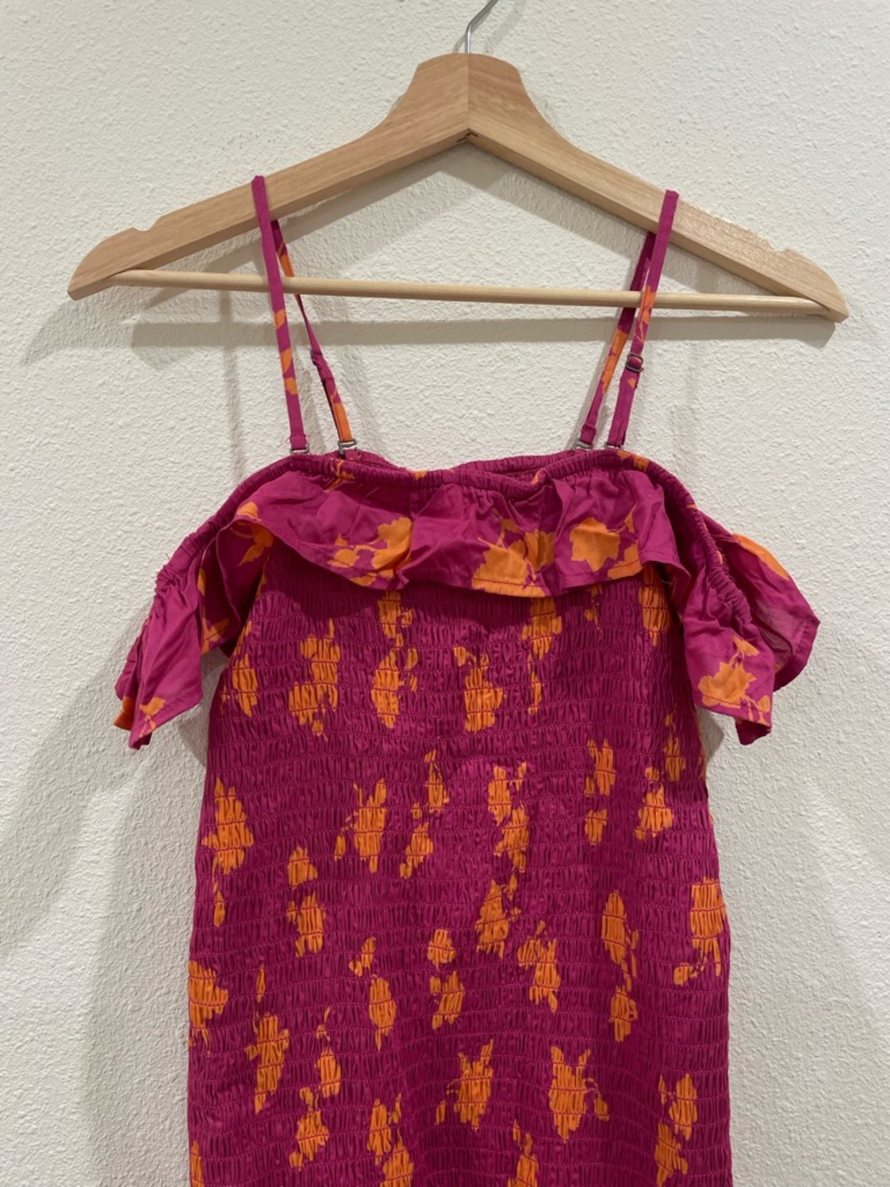 By Anthropologie Floral Pink Off-Shoulder Midi Dress Summer Wedding XXS - Picture 6 of 11